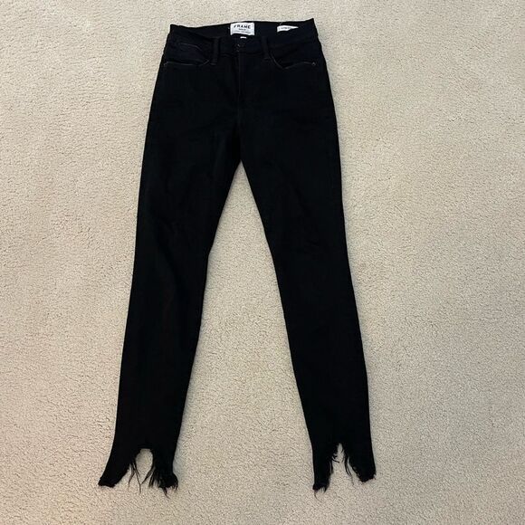 FRAME denim Black "Le High Skinny" with Stilleto Hem size 25! - Picture 2 of 4